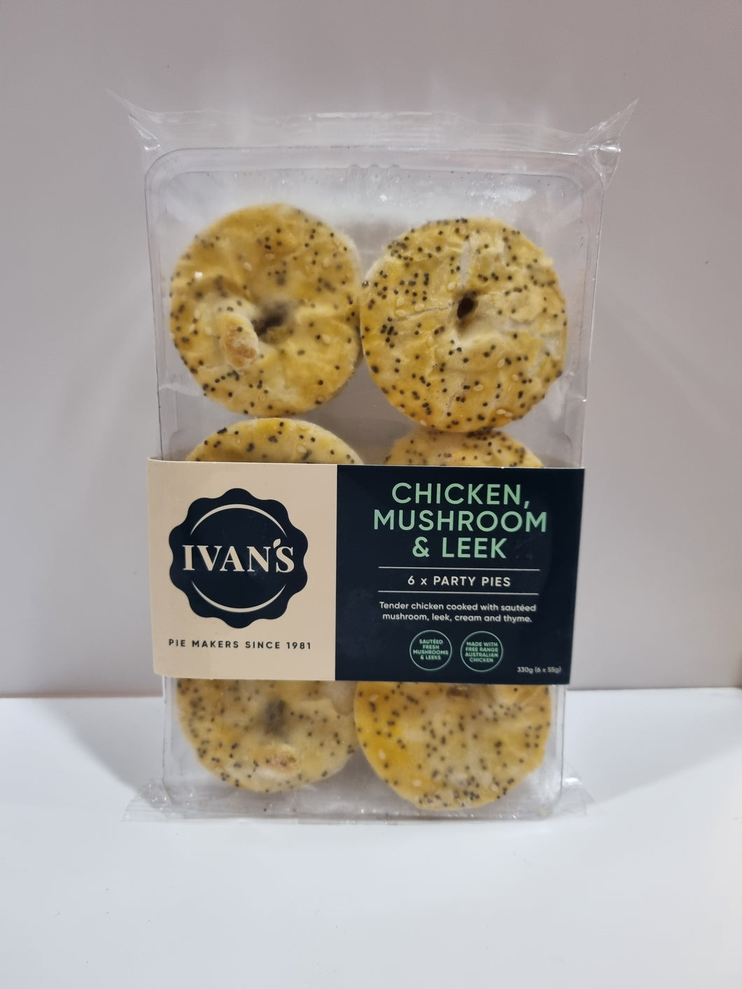 Ivan's Pies- Chicken, Mushroom & Leek (6 pack)